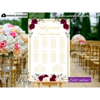 Burgundy Seating Chart,Ivory Seating Plan,(124w)